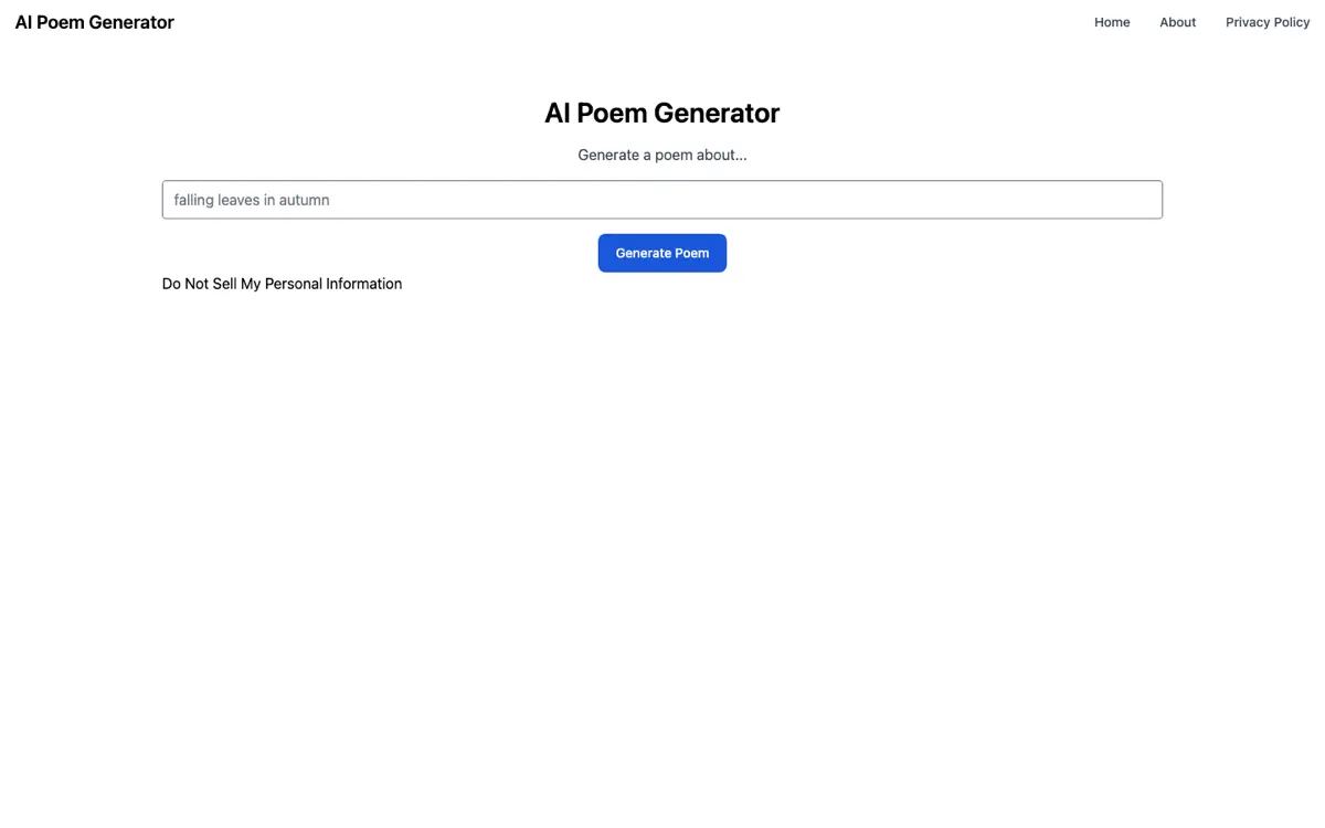 AI Poem Generator screenshot