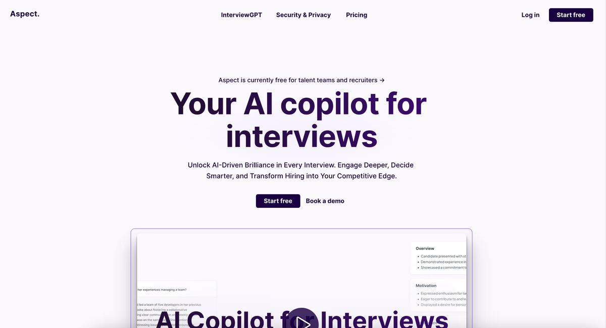 Aspect - AI Interview Notes screenshot
