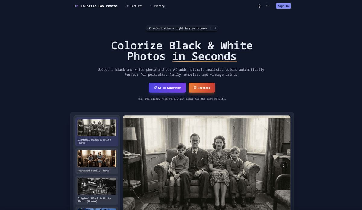 Colorize Black and White Photos screenshot