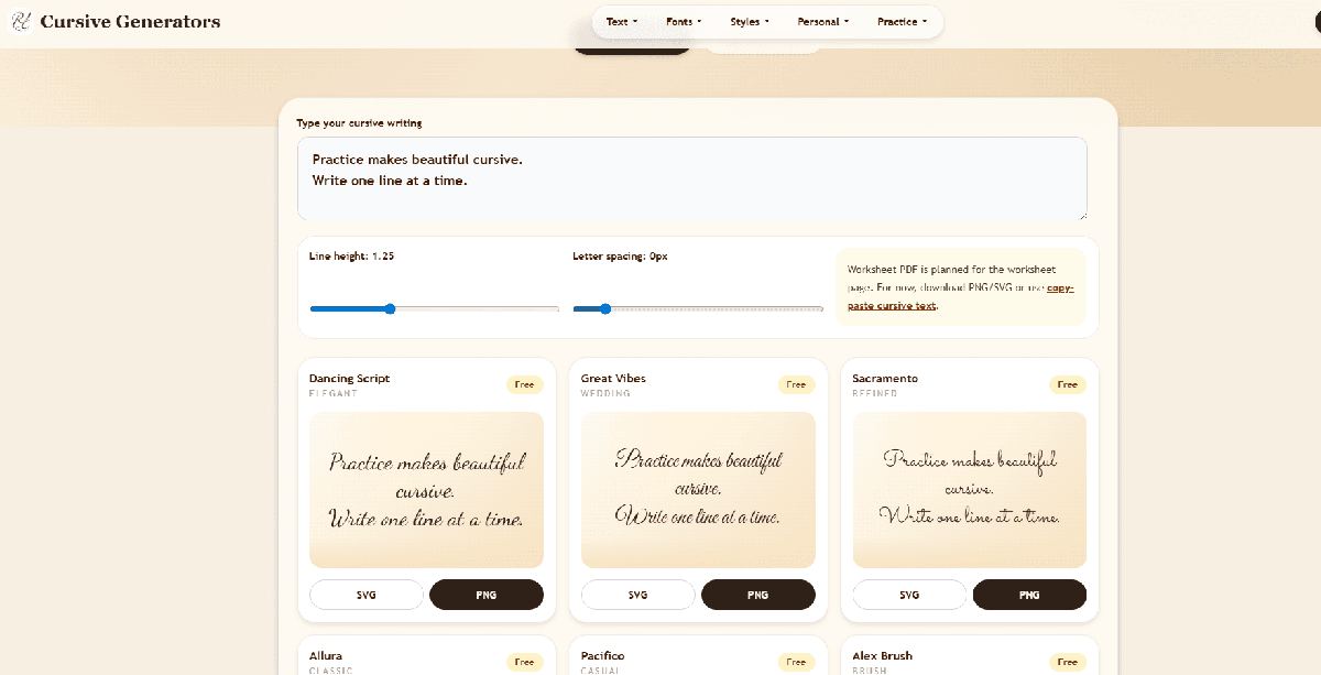 Cursive Generators screenshot