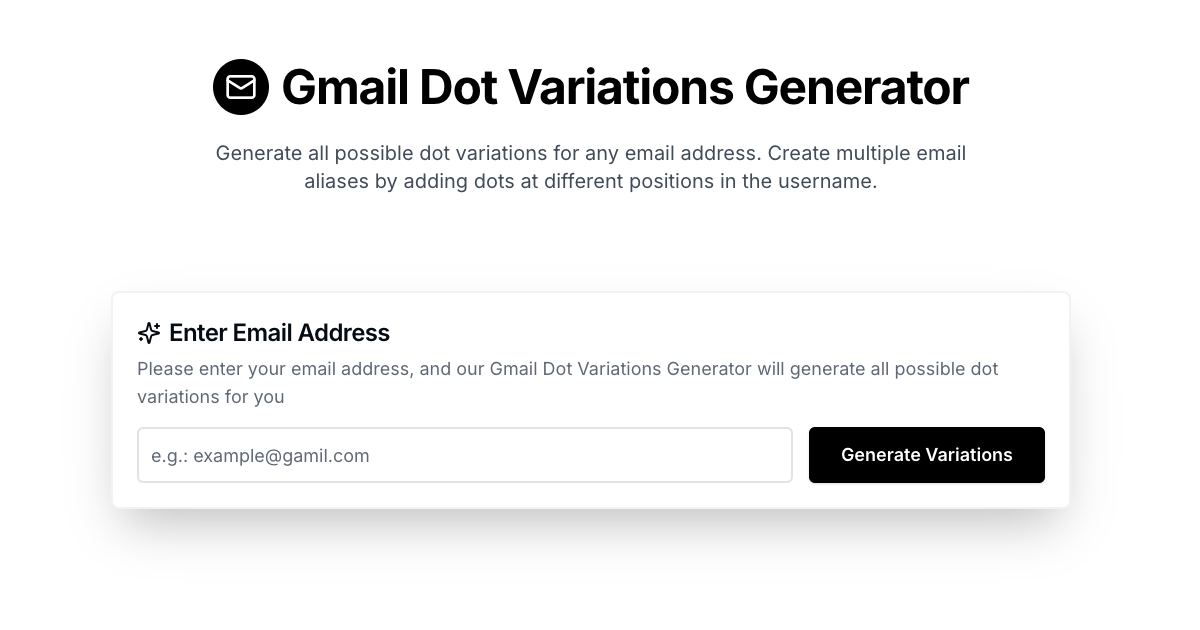 Email Variations screenshot