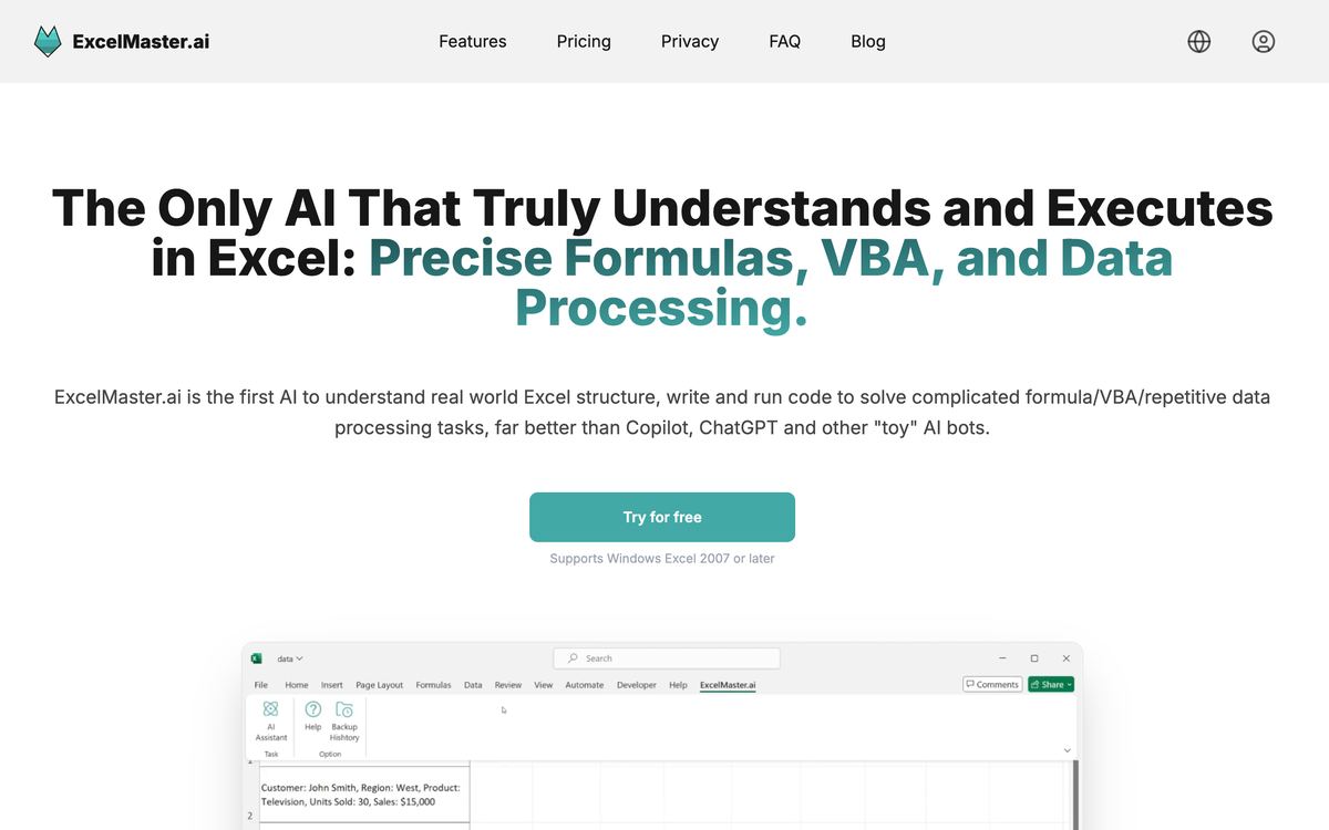 ExcelMaster.ai screenshot