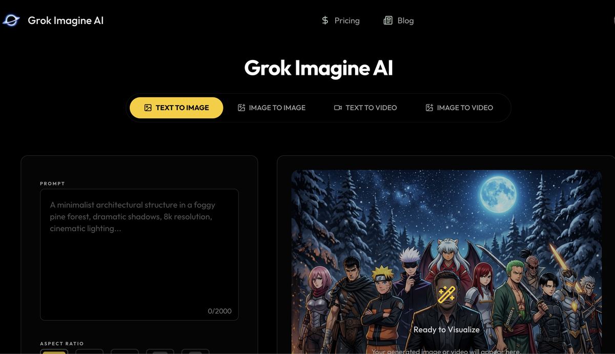 Grok Imagine AI screenshot