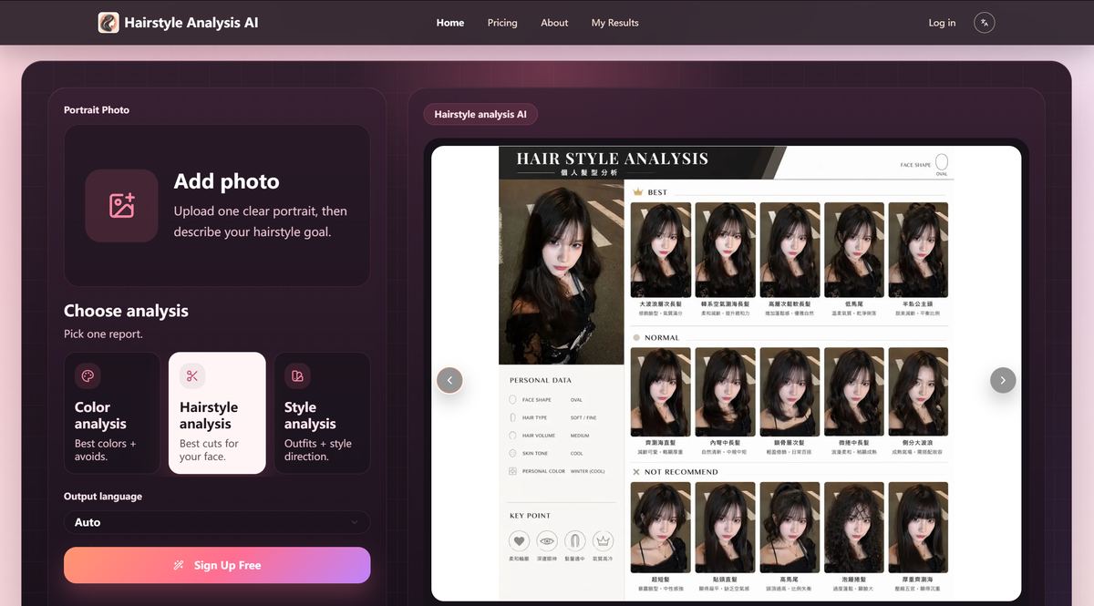 Hairstyle Analysis AI screenshot