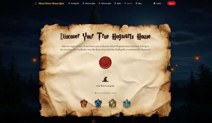 Harry Potter House Quiz screenshot