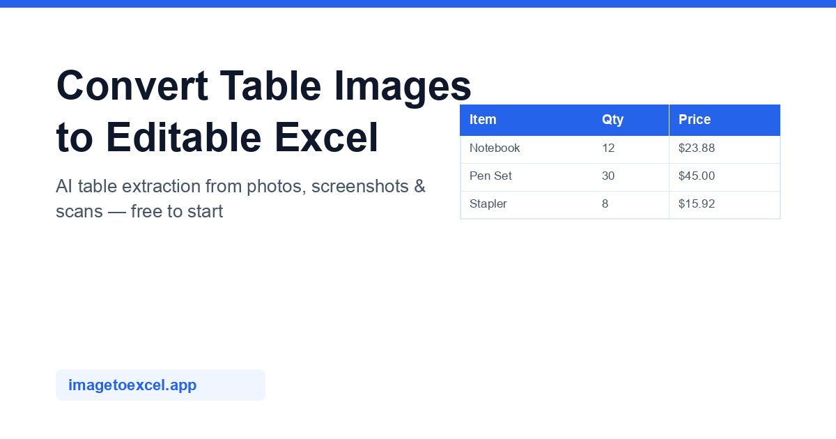 Image to Excel screenshot