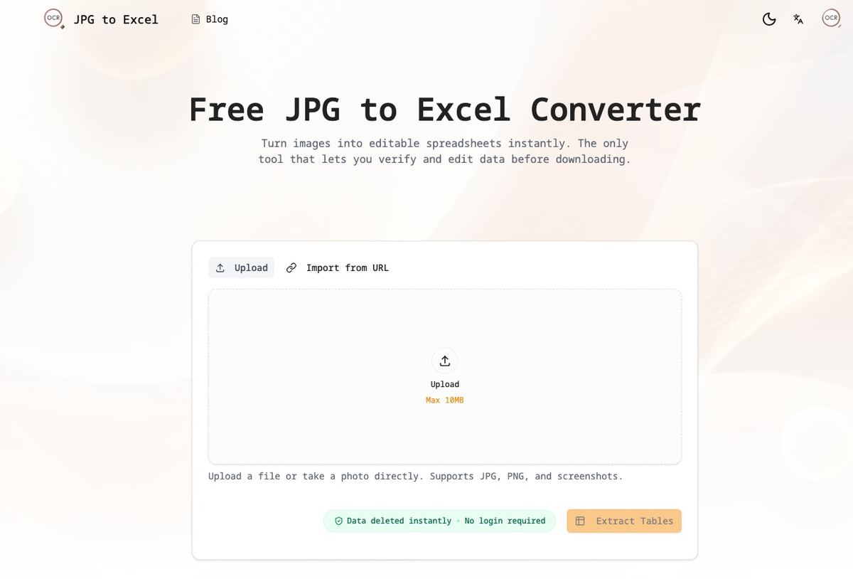 JPG to Excel screenshot