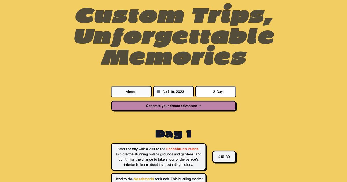 AI Travel Plan Generator screenshot