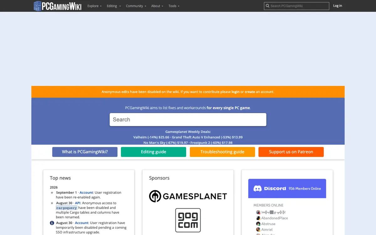 PCGamingWiki screenshot