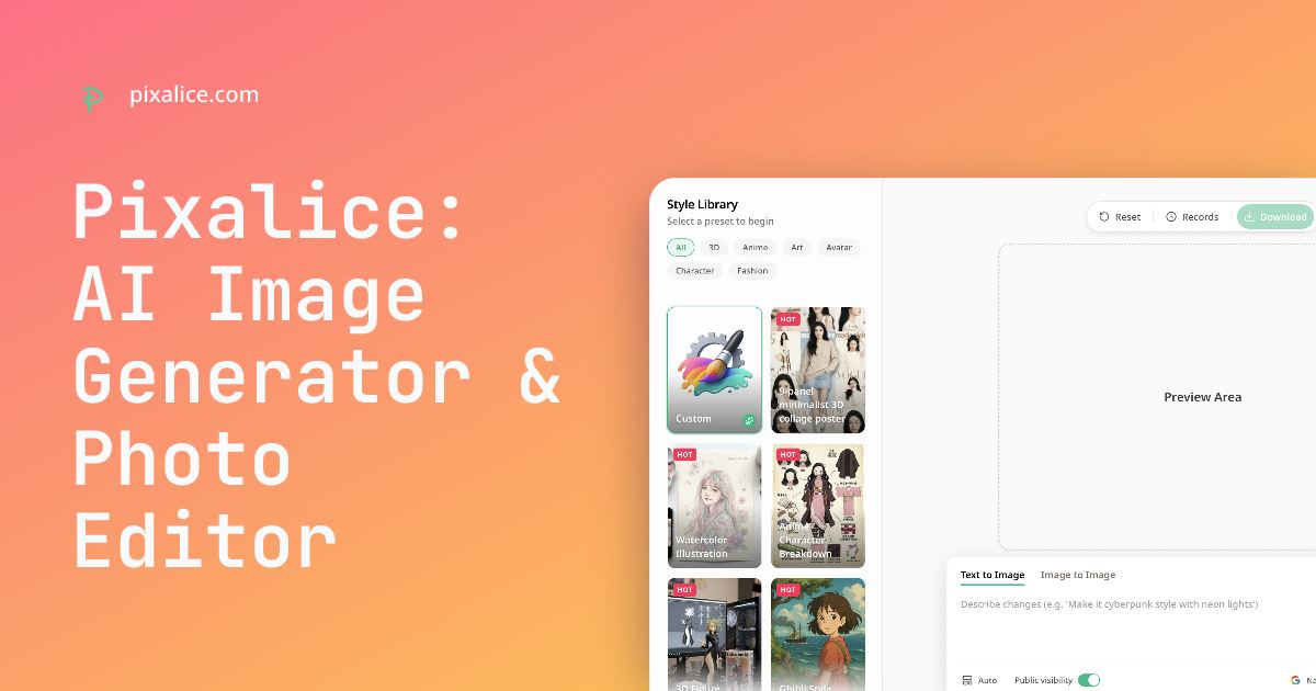 Pixalice – AI Image & Video Generator Online screenshot