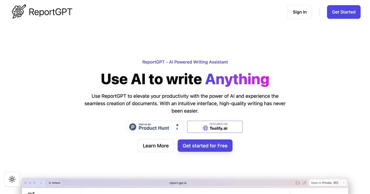 ReportGPT screenshot