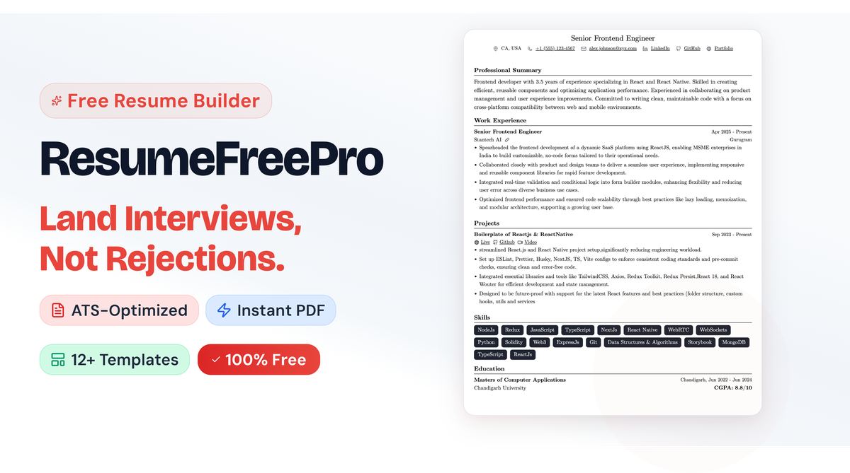 ResumeFreePro screenshot