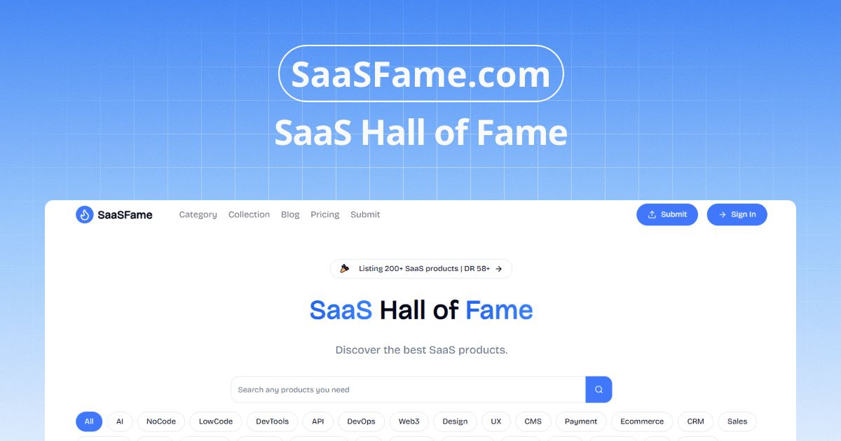 SaaSFame screenshot