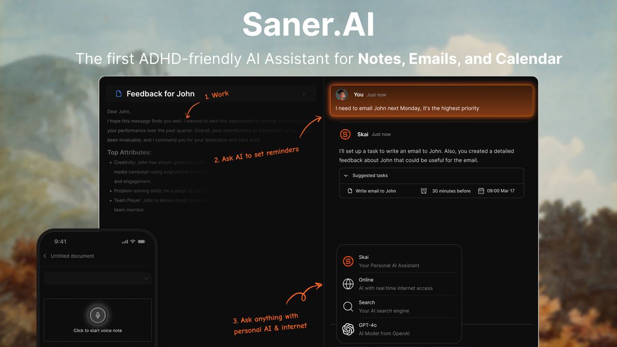 Saner.AI screenshot