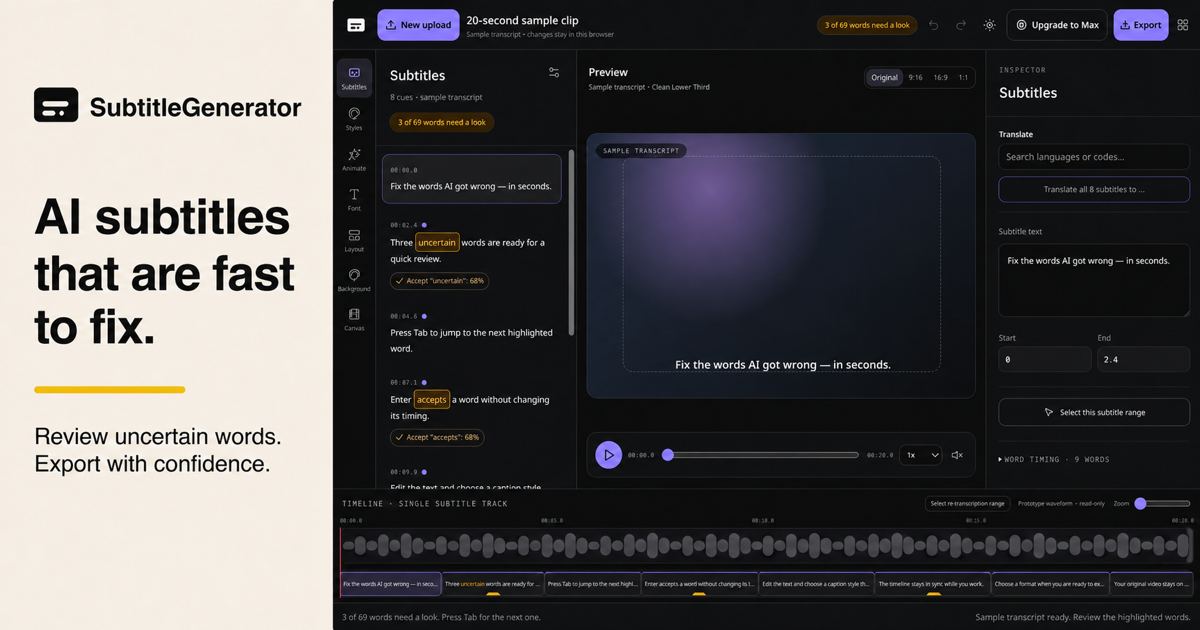 SubtitleGenerator screenshot