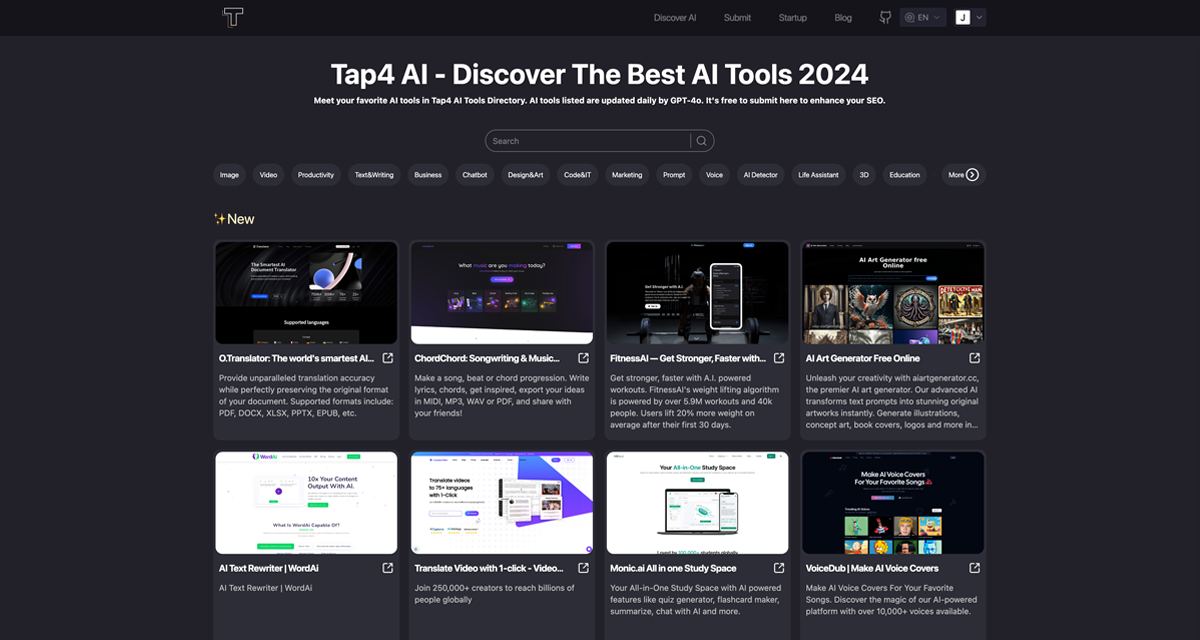 Tap4 AI Tools Directory screenshot