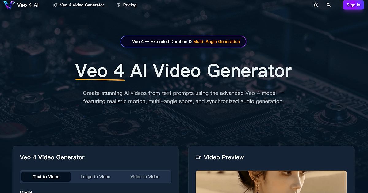 Veo 4 AI screenshot