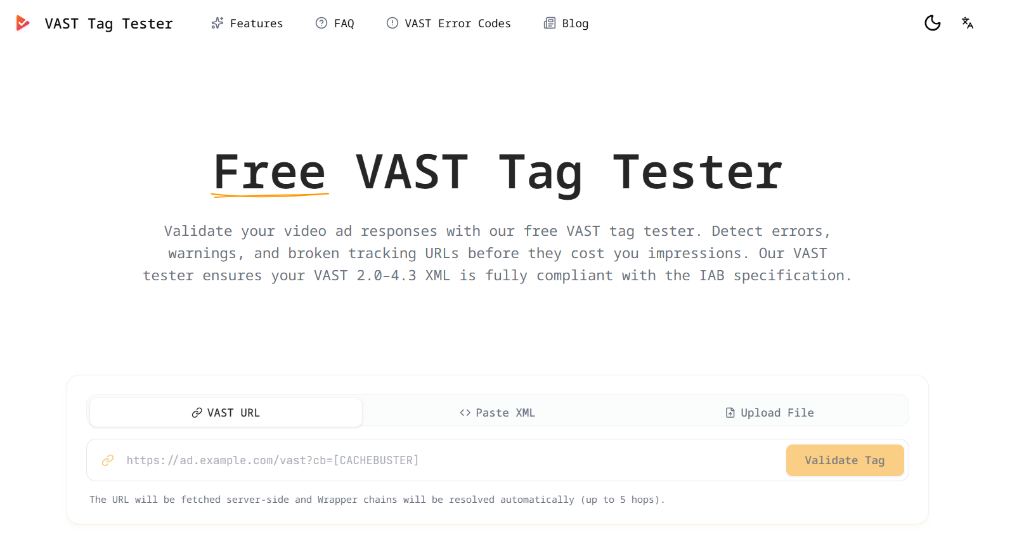 VAST Tag Tester screenshot